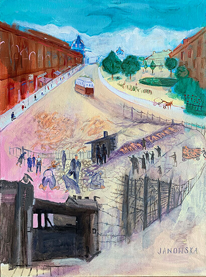 painting, Janowska Road/Lwów (L’viv), by Nina Talbot
