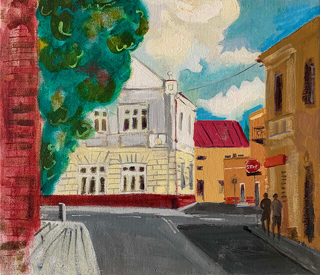 painting, Ożoga Street, by Nina Talbot